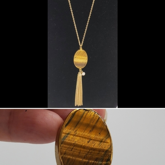 🐈Cat Tiger's Eye Tassel Necklace - Picture 2 of 8